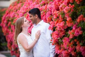 Pretty flowers with Romantic Couple