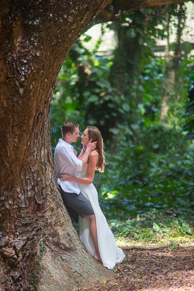 Romantic couple in a tropical forest