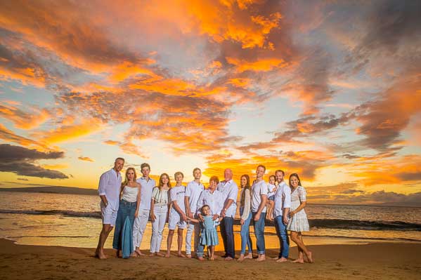 Family Scoring an Amazing Sunset on Beach in Maui