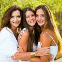 Mother & Daughters with pretty light