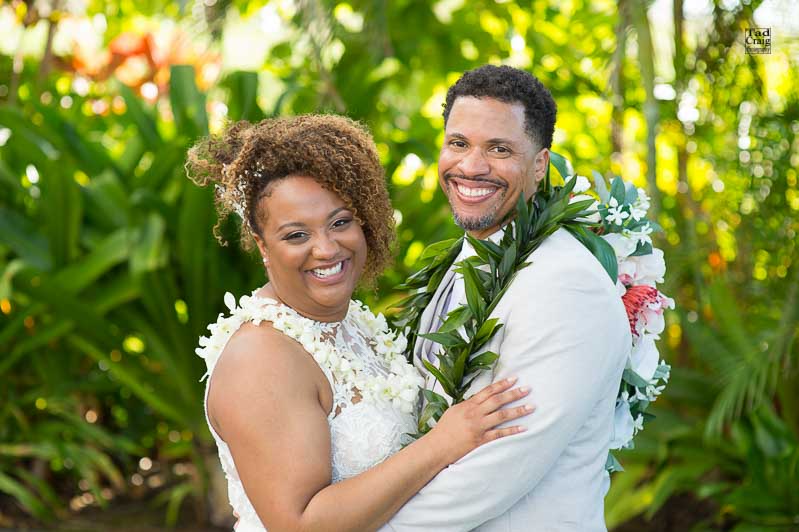 sweet couple just married showing huge smiles